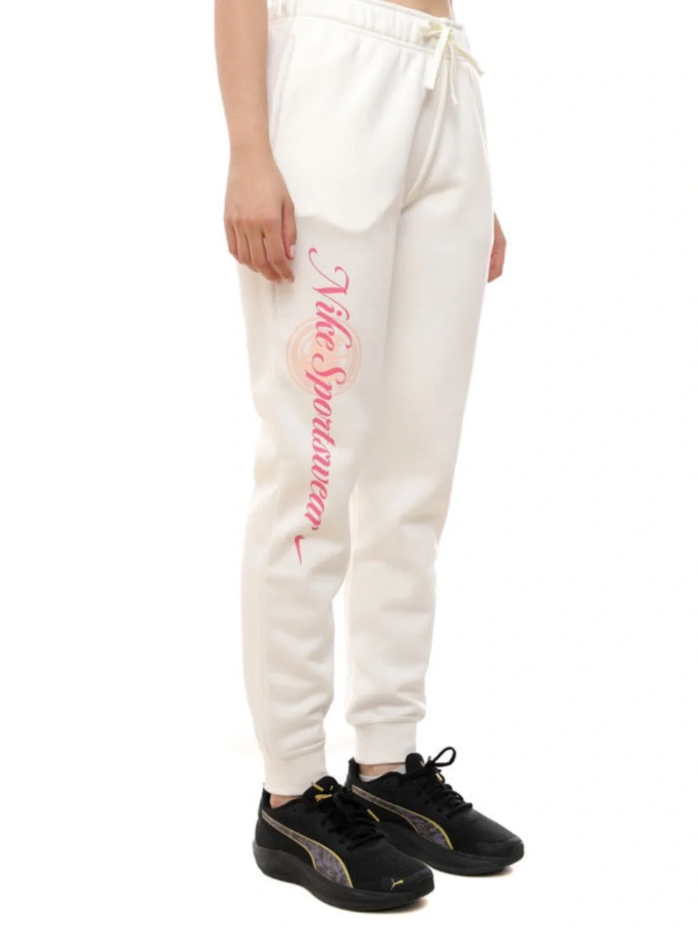 NWT!! Nike Cream Joggers with Pink Script Logo
